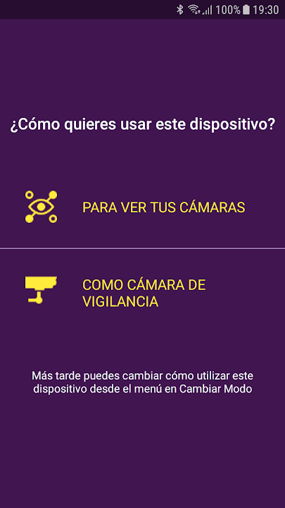 Cam Guardian - Selección modo.