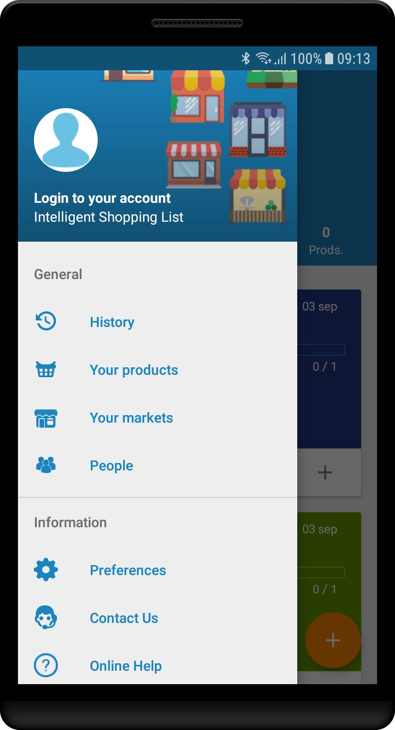 Lista Inteligente de la Compra - Menu.